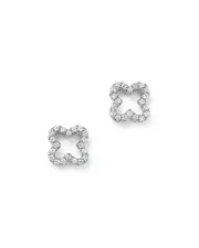 Diamond Clover Stud Earrings in 14K White Gold, .20 ct. t. w.