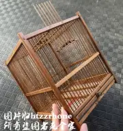 Old Natural Bamboo Wood Small Bird Cage Grasshopper Little Pet Animal Nest Home
