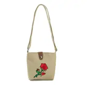 Crossbody Messenger Bag Canvas Bag Design Mini Bag Printed Shoulder Rose Floral Embroidery Lady Small Women