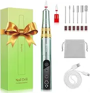 SENIGNOL Electric Cordless Nail Drill, 35000RPM Portable Nail Drill Machine for Gel Acrylic Nails, Rechargeable Nail File for Home Salon Manicure Pedicure and Polishing