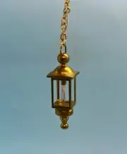CLARE-BELL Dollhouse Miniatures Brass Electric Hanging Coach Lamp, 1977 1:12 NEW
