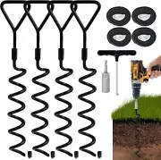 VASGOR Set of 4 Trampoline Stakes Heavy Duty Tie Downs - Corkscrew Shape Steel