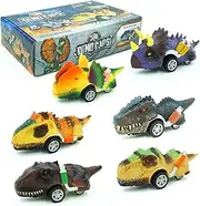 Peeokuo Dinosaur Toy Pull Back Cars,6 Pack Dino Toys for 3 Year Old Boys Girls and Toddlers,Boy Toys Age 3,4,5 and Up,Pull Back Toy Cars,Dinosaur Games with T-Rex