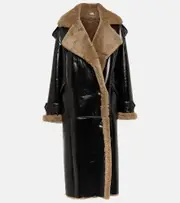 [The Mannei] The Mannei Jordan shearling-trimmed leather coat AU 10 brown