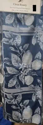 1 Fabric Jacquard Table Runner (13"x72") LEMONS,FRUITS ON BLUE,CITRUS BOUNTY, BM