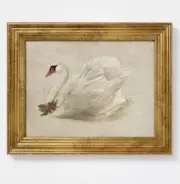 Studio McGee 10"x8" Christmas Holiday Swan Gold Framed Wall Art Threshold NEW
