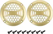 uxcell 2 Pcs 2inch Gold Speaker Grill Mesh Plastic Woofer Guard Protector Dust Cover Gold Decorative Circle Plastic Frame with Screws for Home Audio Car Speaker Replacement