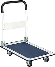 Flatbed Cart Platform Cart Folding Trolley with Swivel and Fixed Wheels Steel Moving Push Hand Truck for Warehouse Factory 330lbs Max Load Hand Truck