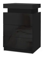 [Artiss] LED 3 Drawers Coley Bedside Table in Black