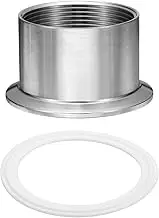 uxcell 316 Stainless Steel Sanitary Pipe Fitting 2" PT Female Thread to 2.5" Tri Cover 77.5mm Ferrule OD with PTFE Gaskets for Food, Beverage, Dairy, Beer and Fine Chemical Industries