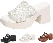 [Generic] Womens Braided Wedge Sandals Open Toe Ankle Strap Thong Slides Backless Slip on Dress Shoes
