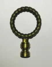 New 2 5/8" Solid Brass Lamp Finial, Antique Brass Finish, 1/4-27F #BF187A
