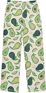 [ZZXXB] Tropical Avocado Pattern Boys Long Pants Soft Trousers Elastic Waist Kids Lounge Bottoms with Pockets S-XL