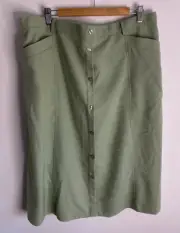 Millers Skirt Womens Plus Sz 22 Green Elastic Waist Button Zip Pocket A-Line NWT