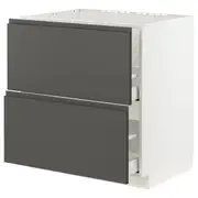 METOD / MAXIMERA base cab f sink+2 fronts/2 drawers, white/Voxtorp dark grey, 80x60x80 cm