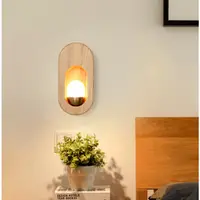 在飛比找蝦皮購物優惠-110V北歐創意木藝壁燈個性日式客廳電視墻燈過道陽臺壁燈臥室