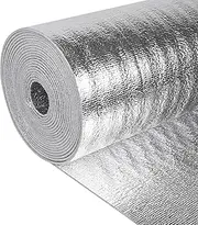 Reflective Insulation Roll 24in x 50Ft (3mm) Foam Core Radiant Barrier Double Reflective Aluminum Foil Wrap Insulation Sheet Thermal Shield for Winter RV Window Thermal Cold Insulating Summer Heat
