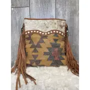 Olay Geometric Rug Woven Tan Crossbody Bag LB266