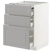 METOD / MAXIMERA bc w pull-out work surface/3drw, white/Bodbyn grey, 60x60x80 cm