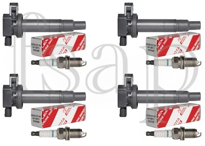 Set of 4 Denso Spark Plug + 4 Ignition Coil 2015 Toyota Yaris UF316 90080-91184 (for: Toyota)