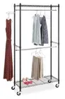 Whitmor 6070-3366-BB Supreme Double Rod Garment Rack Rolling Clothes Organizer -