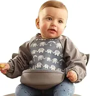 Bibetta Ultrabib - Weaning bib with sleeves - Premium Neoprene for Comfort - Waterproof - Baby bibs with Crumb Catcher Pocket for Feeding Toddler & Babies - Roll Up and Machine Washable