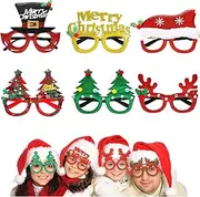 (6 Pack) Christmas Glasses Glitter Party Glasses,ZANZER ​Frames Christmas Decoration Eyeglasses for Christmas Parties New Year Favors Photo Booth