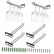 6 Pack Hanging Wine Glass Rack, 12 Inch Metal Under Shelf Wine Glass Holder,