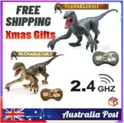 2.4G RC Dinosaur Toy Velociraptor Intelligent Realistic Walking Animal Gift XmPB