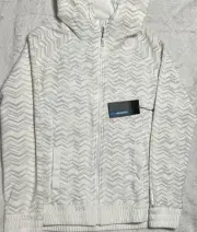 Mondetta~Women’s~Full Zip~Hooded Jacket~Zig Zag Pattern~Ivory/Gray~Size L~NWT