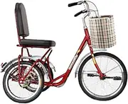 Three Wheel Bike, Adult Tricycle 3 Wheel Bike Adult Tricycle Trike Cruise Bike with Basket for Recreation Shopping Carbon Steel Frame with Widened & Enlarged Seat Cycling Pedalling