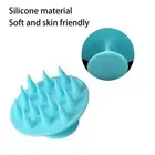 2pcs Blue Hair Shampoo Brush Head Scrubber Soft Silicone Wet Dry Scalp Massa EUJ
