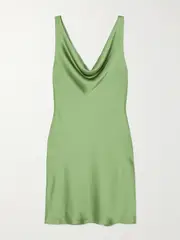 [Norma Kamali] Norma Kamali - Maria Draped Satin Mini Dress - Green - small small Green