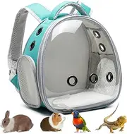 Portable Travel pet Backpack Carrier Hamster Bag Guinea Pig Bird Small Dog cat Turtle Rabbit Cage Rabbit Guinea Pig Squirrel Bearded Dragon Breathable Hangbag(Green)