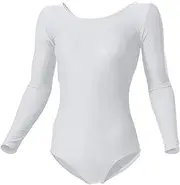 [Wundou] Women's Gymnastics Leotard, Long Sleeve, P520-00, White, 51.2 inches (130 cm)