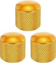uxcell 3Pcs Aluminum Guitar Knobs Shaft Volume/Tone Gold Control Knobs CNC Machined Knurled Design for Electric Guitar Bass Audio Tuning Replacement