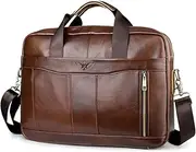 BAGZY Laptop Bag for Men Leather 15.6 Inch Laptop Briefcase Laptop Case Gifts for Men Laptop Messenger Shoulder Bag for PC Laptop Business Handbag Document Bag for Office Business College Black