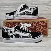 Vans Old Skool CHILDS Black/White Camo Low Top Skate Shoes Sz 1.5 KIDS