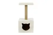 Beige Cat Scratching Tower Tree Hideaway House Post Sisal Pole Scratcher Stand