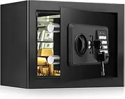 0.6 Cubic Feet Steel Security Safe and Lock Box with Electronic Keypad - Secure Cash, Jewelry, ID Documents, Black, 13.8" W x 9.8" D x 9.8" H