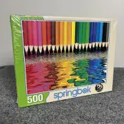 NIB Sealed Springbok Pencil Pushers 500 Piece Colorful Jigsaw Puzzle