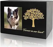 DiDiBirDi Pet Urns for Dogs, Personalized Wooden Keepsake with Photo Frame and Tree Pattern, Cat Ashes Casket for Cremation Remembrance Gift (75lbs)