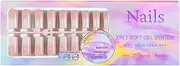 5 Gradient Colors Soft Nail Tips Pre-Applied Base Coat & Tip Primer Pre-Made Fake Nails 15 Sizes False Nail Tips for Nail Art DIY 3