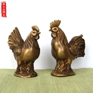吉祥純銅雞擺件 公雞母雞 風水銅器促家庭和諧婚姻美滿化桃花飾品