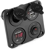 Qeunrtiy DC 12V-24V Car Boat Socket Dual USB Charger Voltmeter Switch Panel for Vehicle Car Boat Motor Home
