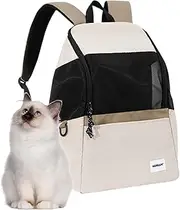 BOSERMEN Pet Backpack, Cat Bag Backpack Suitable for Medium Cats and Small Dogs, Portable Breathable Cat Backpack for Carrying Cats, Travel, Hiking, Outdoor Use(Brown)