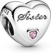 [PANDORA] Moments Women's Sterling Silver Sister's Love Cubic Zirconia Bracelet Charm