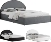 ALFORDSON Howell King Size Bed Frame With Padded Headboard, Gas Lift Storage for Bedroom, Apartment, Living Room and Office, Grey Fabric