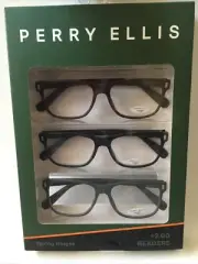 Perry Ellis Premium Reading Glasses for Men 3 Pack +2.00 BLACK, BROWN, GRAY