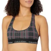Calvin Klein Modern Cotton Unlined Wireless Bralette Scotish Plaid Gray XS